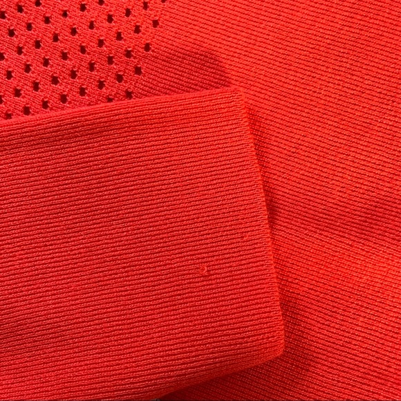 Peter Nygard Petite Bright Orange Perforated Knit Sweater Petite Small - Picture 11 of 12